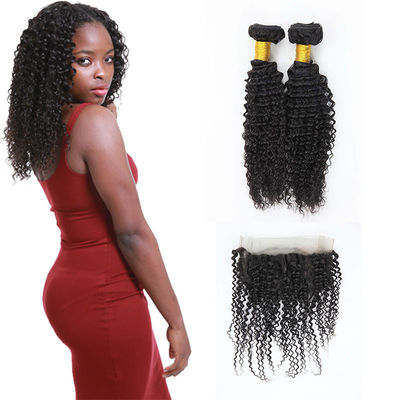Çin Otantik 360 Dantel Frontal Kapatma / İnsan Saç Dantel Üst Kapatma Kinky Curl Tedarikçi