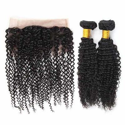Otantik 360 Dantel Frontal Kapatma / İnsan Saç Dantel Üst Kapatma Kinky Curl Tedarikçi