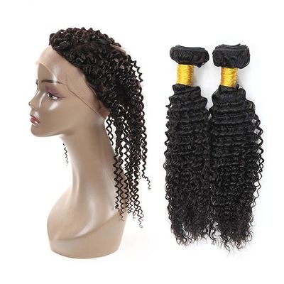 Otantik 360 Dantel Frontal Kapatma / İnsan Saç Dantel Üst Kapatma Kinky Curl Tedarikçi